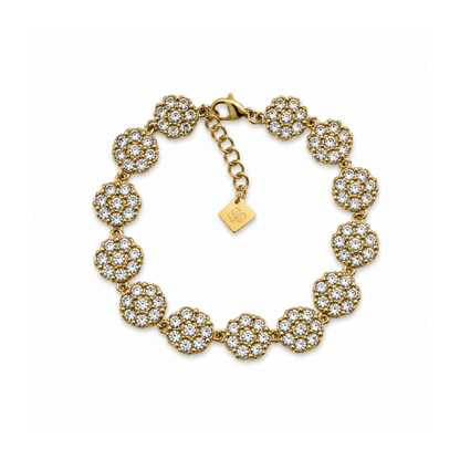 Pulseira Flores Brilhantes Dourado ou Prateado