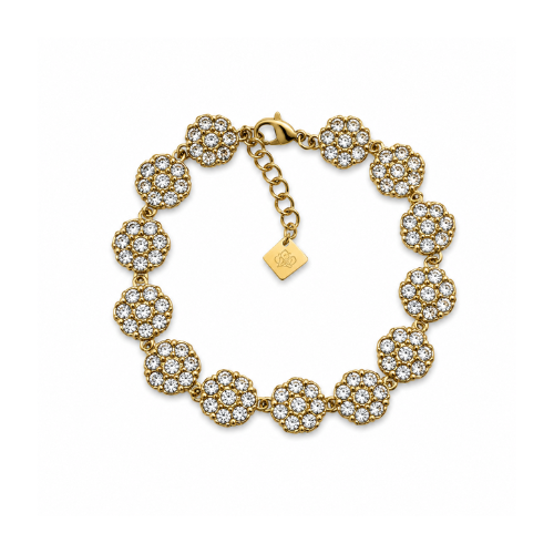 Pulseira Flores Brilhantes Dourado ou Prateado