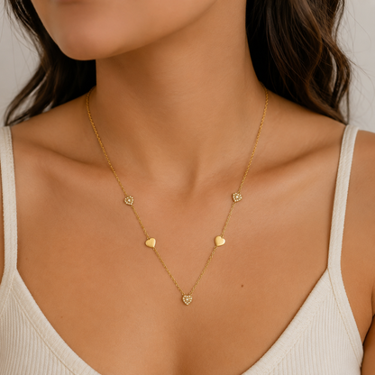 Colar Mini Corações Dourado ou Prateado