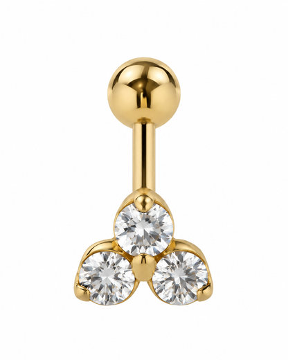 Piercing 3 Brilhantes Triangular Dourado ou Prateado