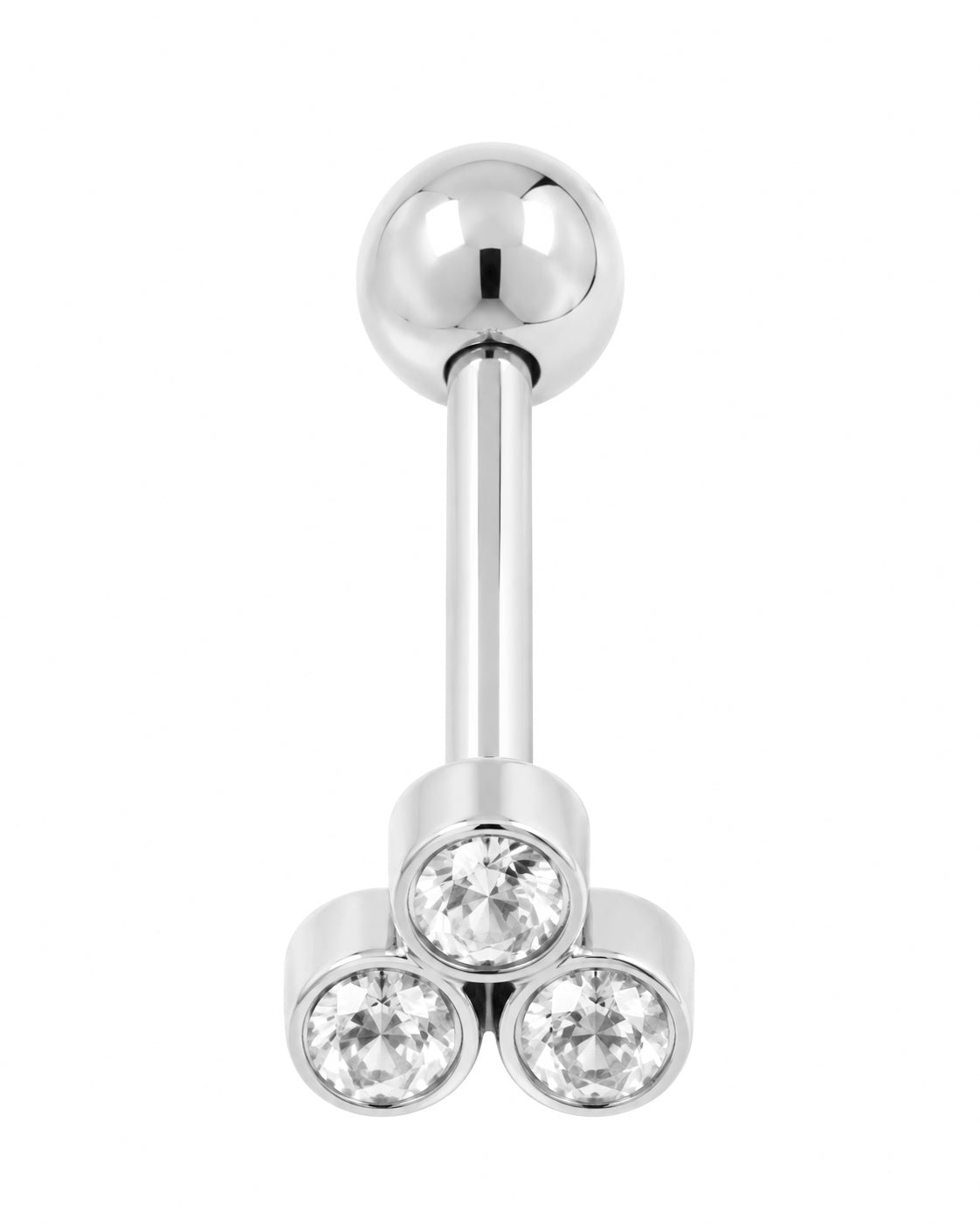 Piercing 3 Brilhantes Triângulo Dourado ou Prateado