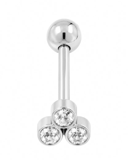 Piercing 3 Brilhantes Triângulo Dourado ou Prateado