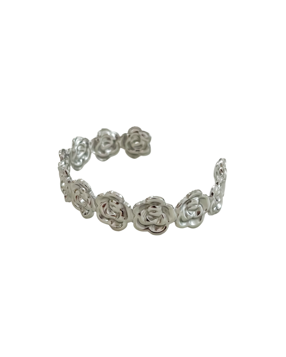 pulseira flowers prateado aço inox 316l