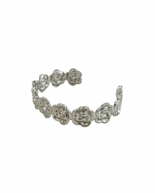 pulseira flowers prateado aço inox 316l