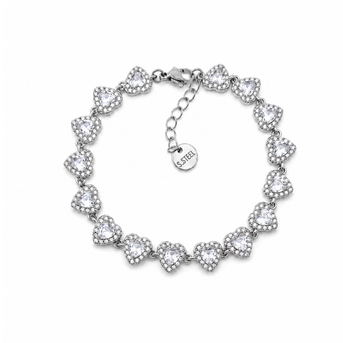 Pulseira Corações Brilhantes Dourado ou Prateado