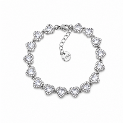 Pulseira Corações Brilhantes Dourado ou Prateado