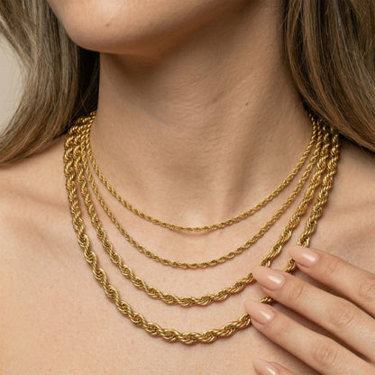 Colar Malha Torcida 3mm a 6mm Dourado