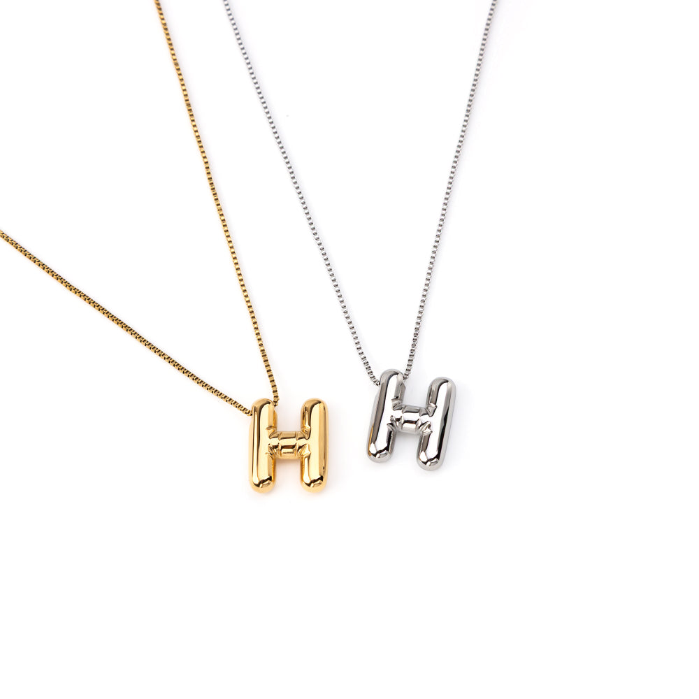 colar inicial bubble dourado aço inox 316l
Colar com letra H
colar inicial bubble prateado aço inoxidável