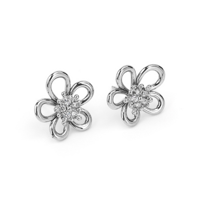 Brincos Flor Brilhantes Dourado ou Prateado