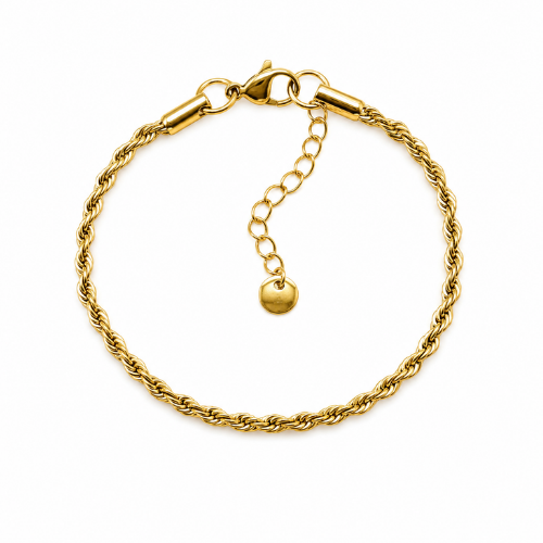 Pulseira Malha Torcida Fina Dourado, Prateado ou Mix