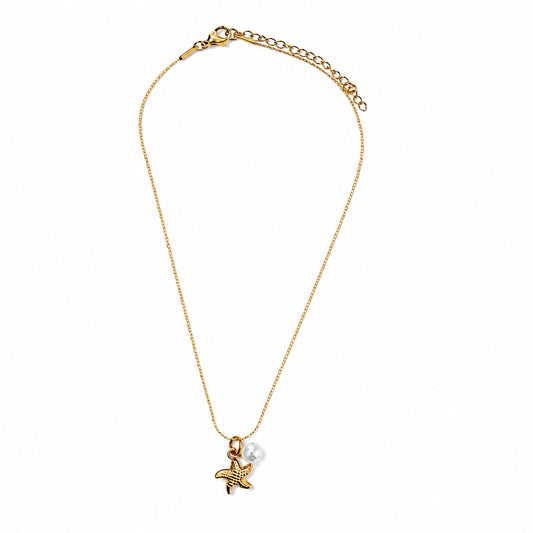 Colar Pendente e Pérola Dourado