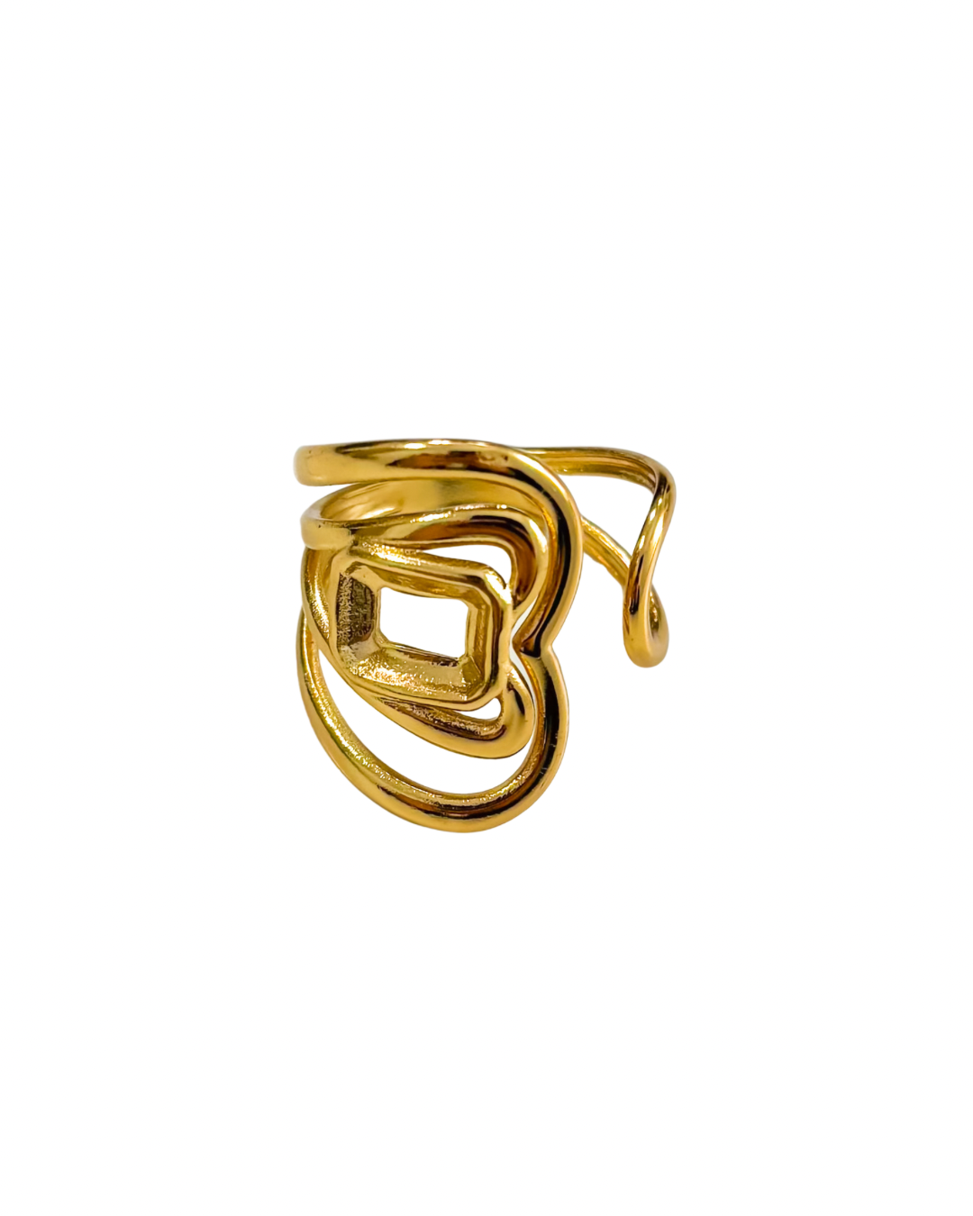 anel coração dourado aço inox 316l