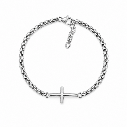 Pulseira Masculina Cruz Dourado ou Prateado