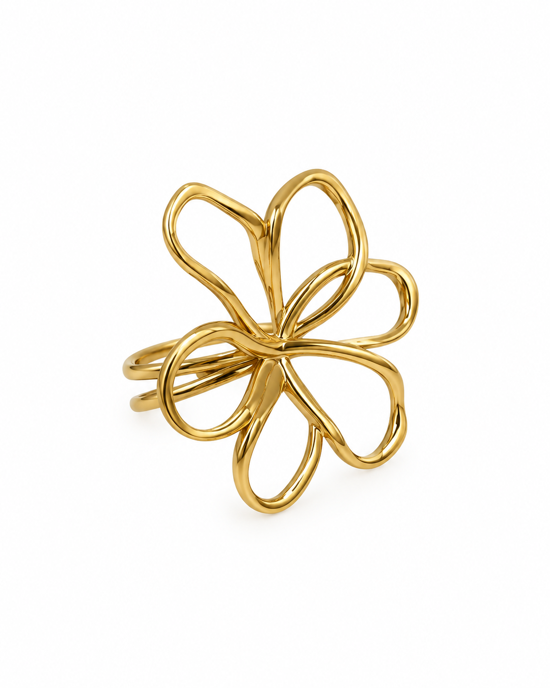 Anel Flor Irregular Dourado