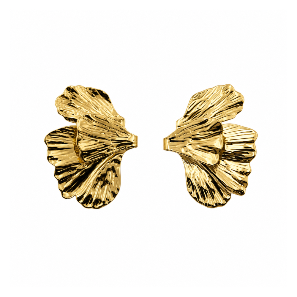 Brincos Flor Maxi Dourado ou Prateado