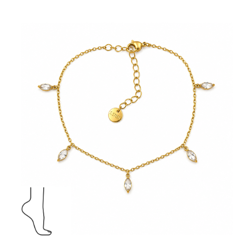 Pulseira de Pé Brilhantes Dourado ou Prateado