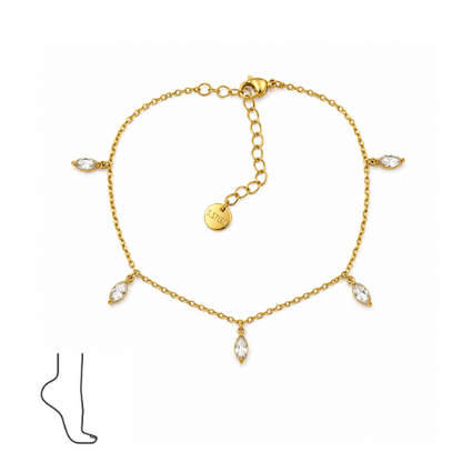 Pulseira de Pé Brilhantes Dourado ou Prateado