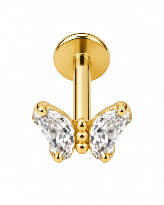 Piercing Borboleta Dourado ou Prateado