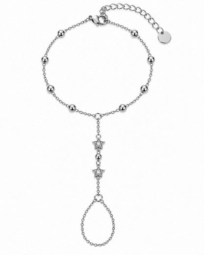 Pulseira Hand Chain Estrelas Dourado ou Prateado
