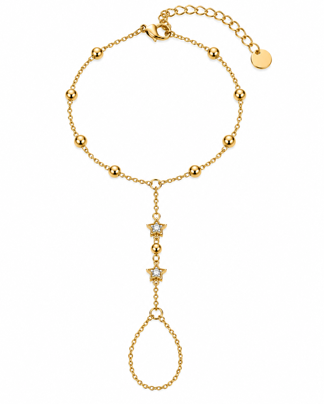 Pulseira Hand Chain Estrelas Dourado ou Prateado