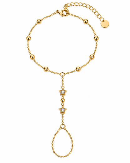 Pulseira Hand Chain Estrelas Dourado ou Prateado