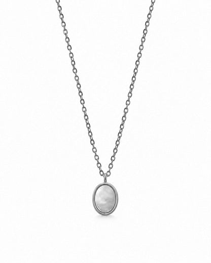 Colar Madrepérola Oval Dourado ou Prateado