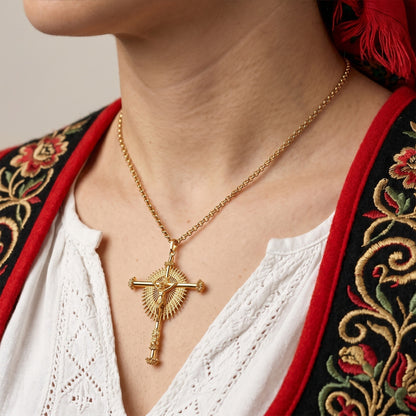 Colar Crucifixo Banho de Ouro