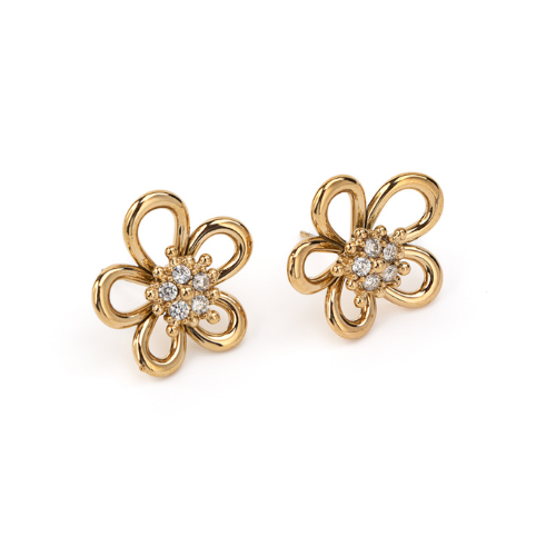 Brincos Flor Brilhantes Dourado ou Prateado