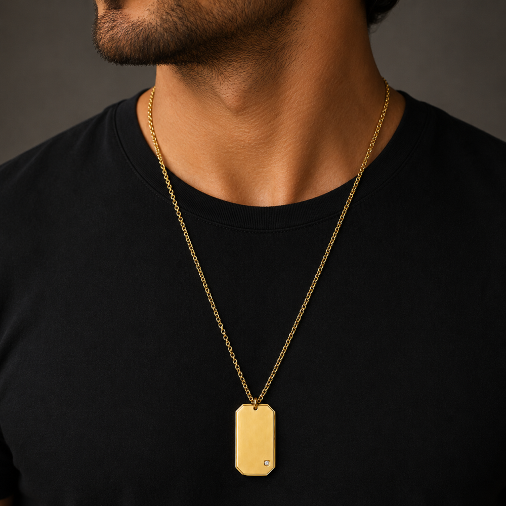 Colar Masculino Medalha Dourado ou Prateado