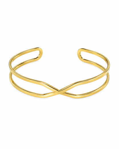 Pulseira Rígida Cruzada Dourado ou Prateado