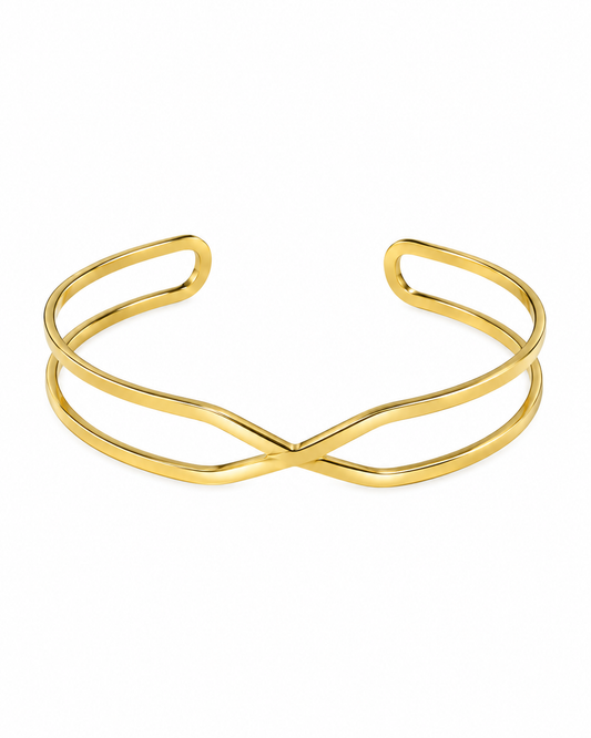 Pulseira Rígida Cruzada Dourado ou Prateado
