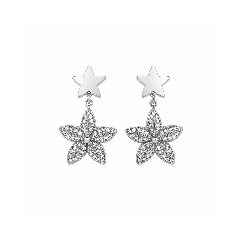 Brincos Estrela Brilhantes Dourado ou Prateado