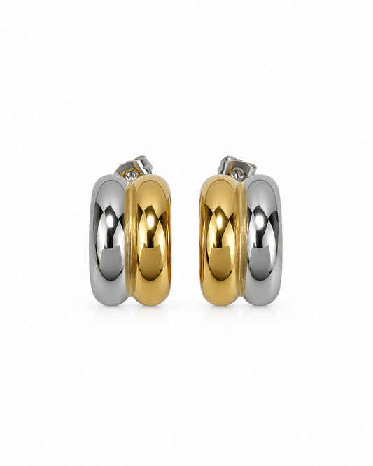 Brincos Argola Dupla Mix Dourado ou Prateado