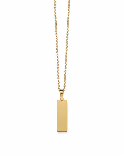 Colar em Aço com Gravação a Laser Retângulo Fino Dourado ou Prateado