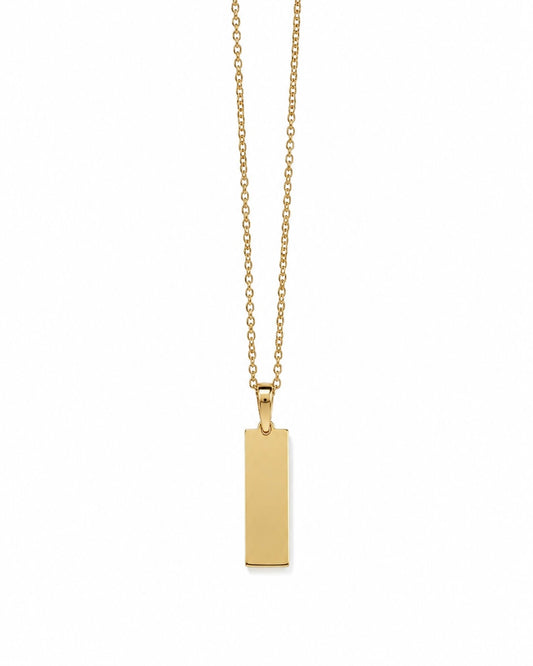 Colar em Aço com Gravação a Laser Retângulo Fino Dourado ou Prateado