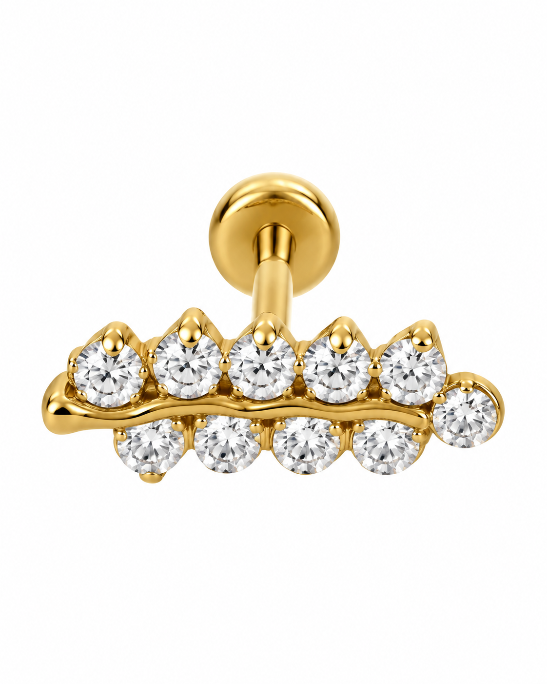 Piercing Folha Bolinhas Dourado ou Prateado