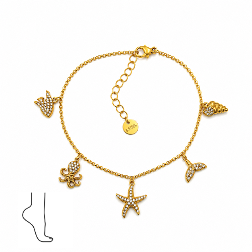 Pulseira de Pé Estrela do Mar Dourado ou Prateado