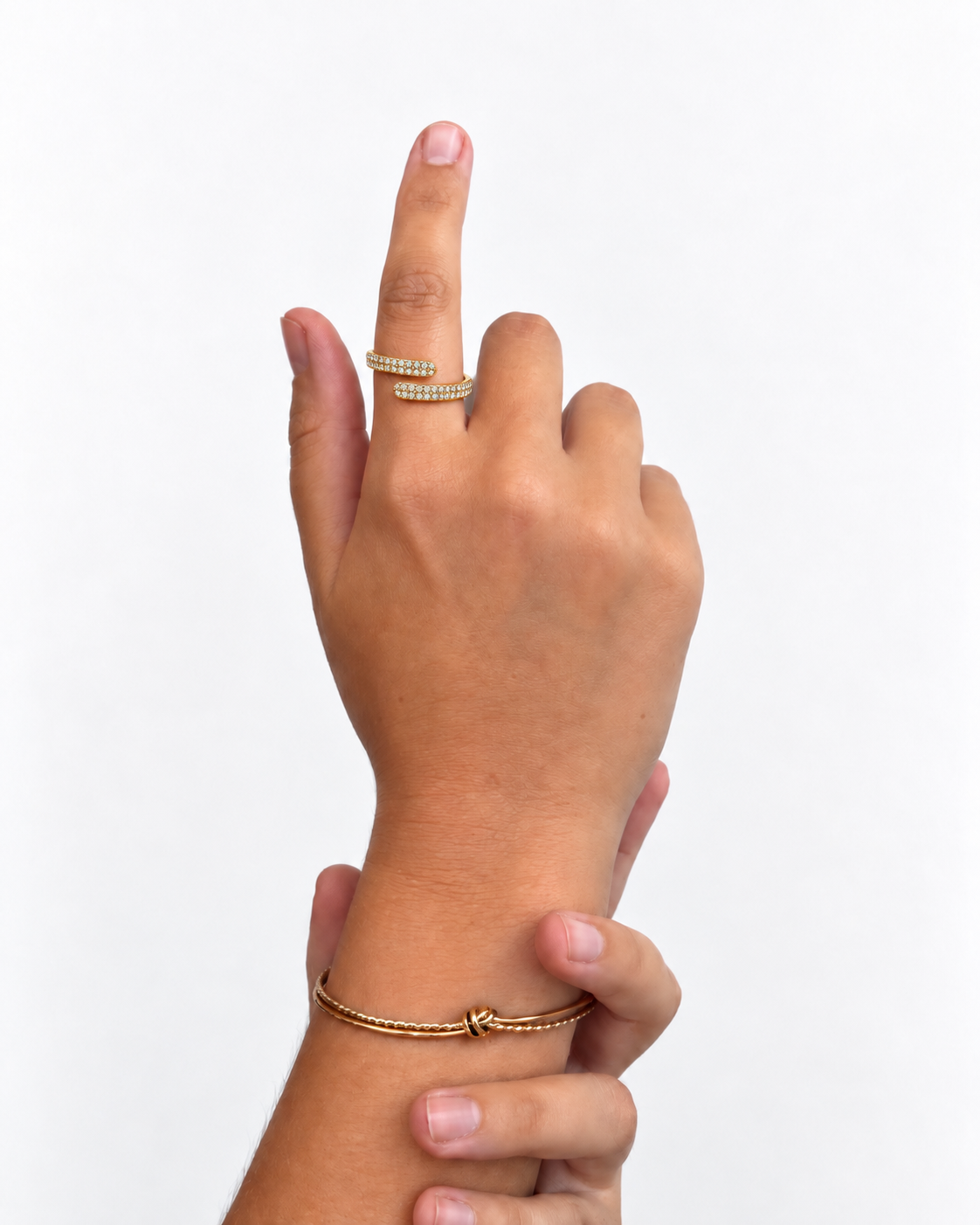 Anel Aberto Brilhantes Dourado ou Prateado