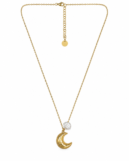 Colar Lua e Pérola Dourado