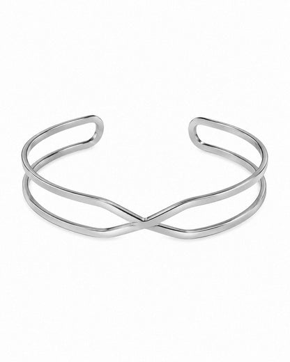 Pulseira Rígida Cruzada Dourado ou Prateado