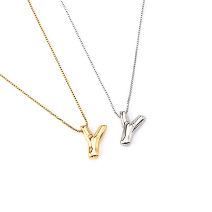 colar inicial bubble dourado aço inox 316l
colar com letra Y
colar inicial bubble prateado aço inoxidável