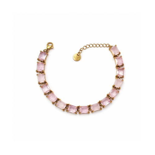 Pulseira Brilhantes Colorido Dourado