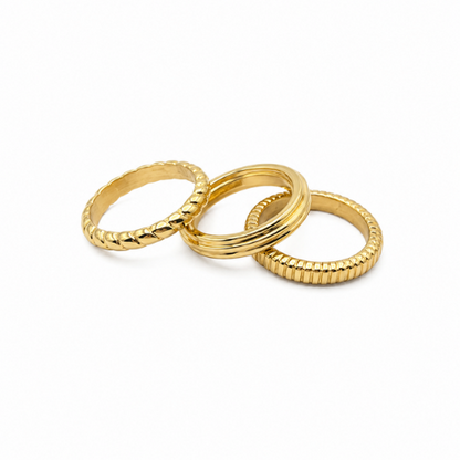 Anel Numerado Triplo Dourado, Prateado ou Mix