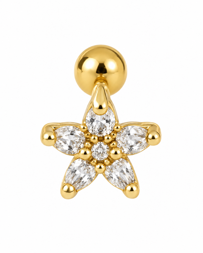 Piercing Flor Estrela Dourado ou Prateado