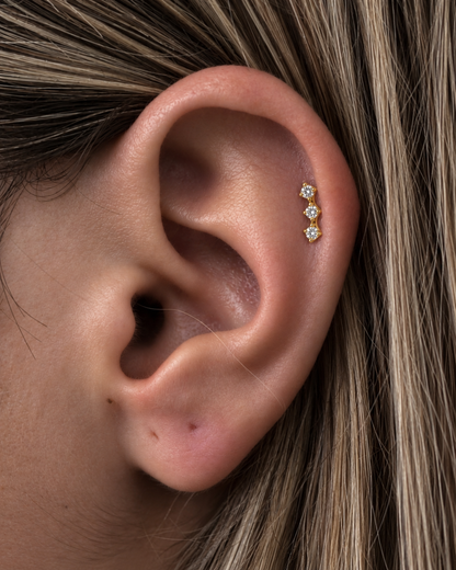 Piercing 3 Brilhantes Dourado ou Prateado