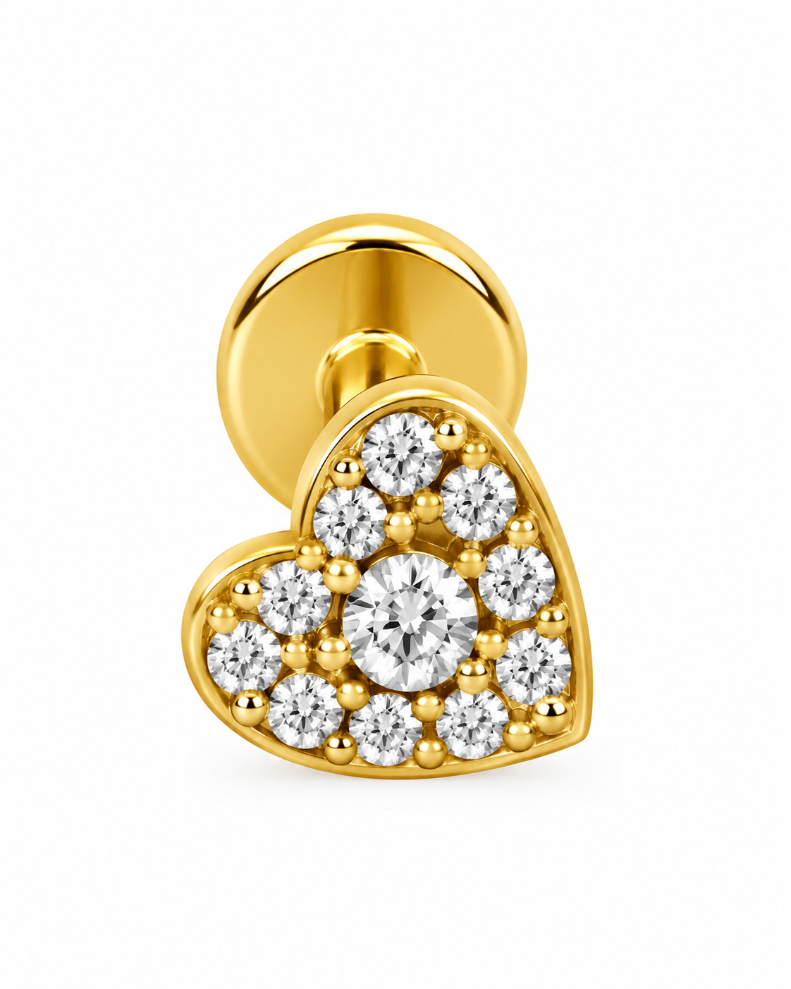 Piercing Coração Dourado ou Prateado