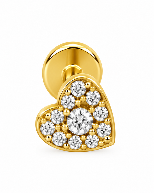 Piercing Coração Dourado ou Prateado