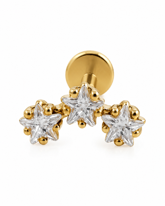 Piercing Estrelas Dourado ou Prateado