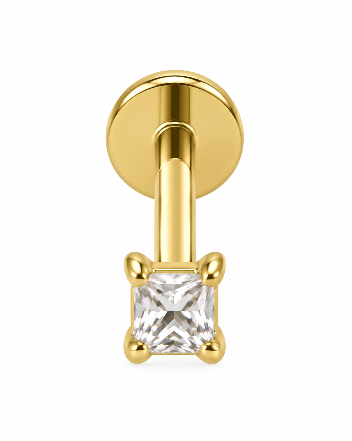 Piercing Quadrado Dourado ou Prateado