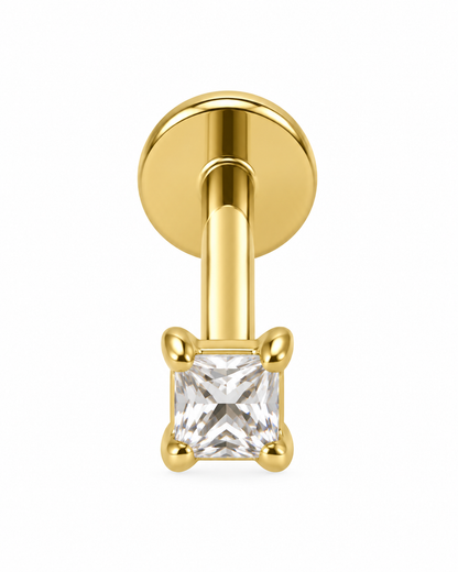 Piercing Quadrado Dourado ou Prateado